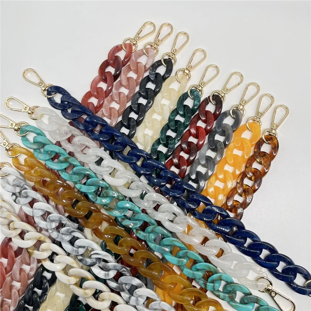 Phone Wrist Strap Phone Charms Acrylic Replacement Chain with Buckle, Total Length: 37cm - Dark Blue+White - 2