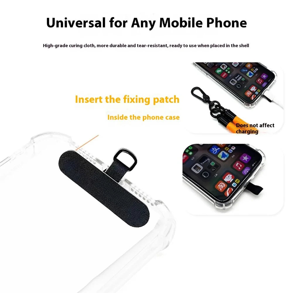7mm Adjustable Phone Lanyard Neck Strap Anti-Lost Cross Body Phone Strap for Outdoor - Black / White Y Texture - 2