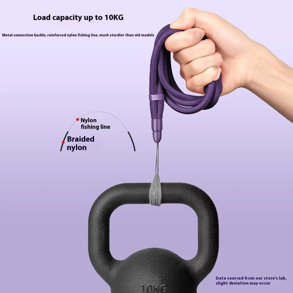 360 Degree Rotation Bullet Head Phone Lanyard 7mm Polyester Cord Adjustable Crossbody Strap for Cellphone - Black - 3