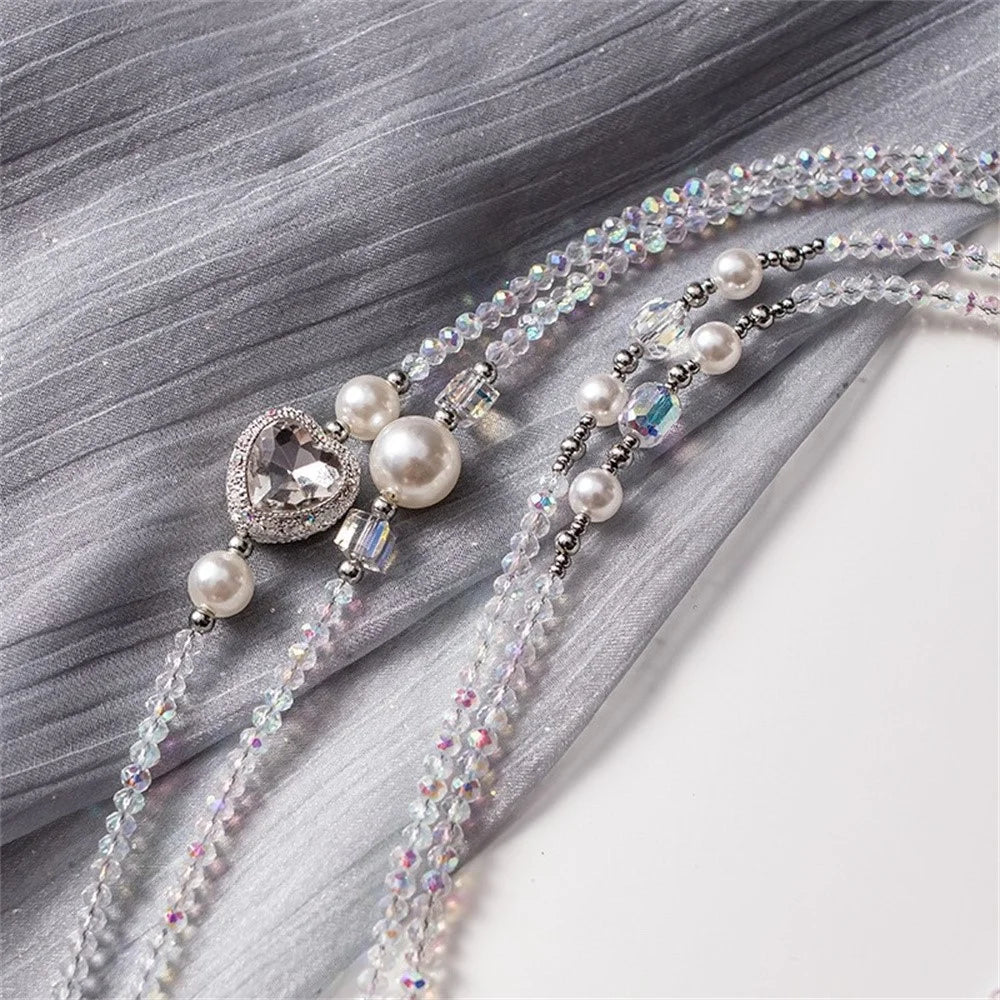 120cm Phone Lanyard Pearl Beaded Necklace Chain Crossbody Phone Strap Wrist Neck Hanging Cord - Style A - 2