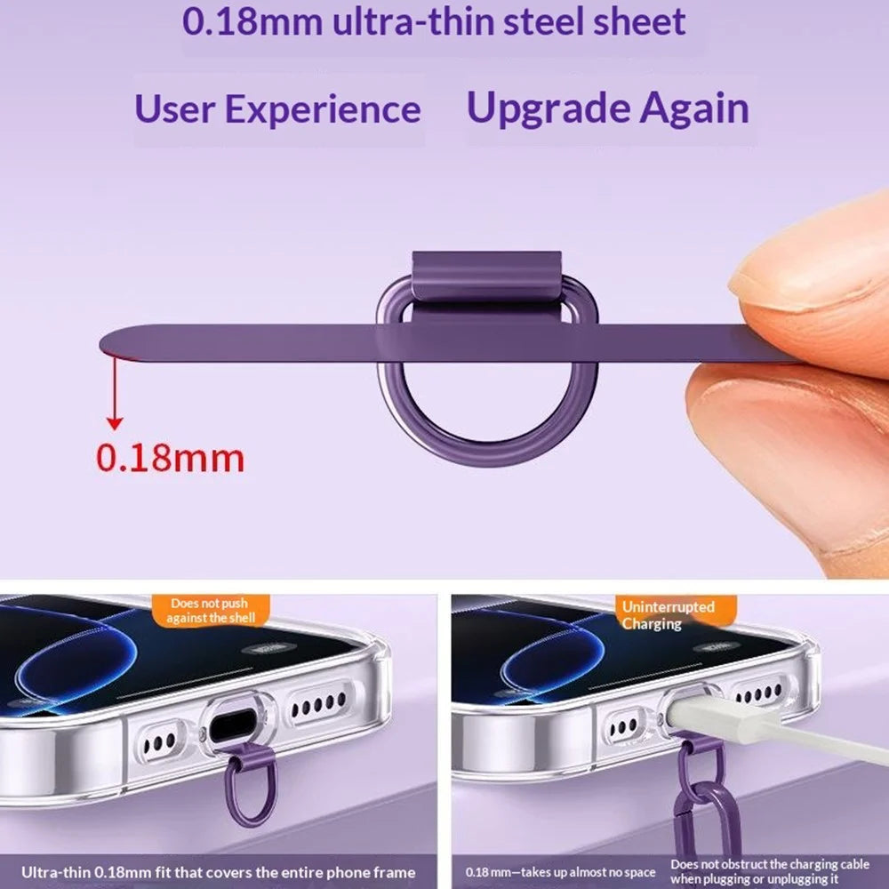 160cm 3-in-1 Multifunctional Phone Lanyard Crossbody Adjustable Neck Wrist Strap with Stainless Steel Patch Anti-loss - Dark Purple - 6