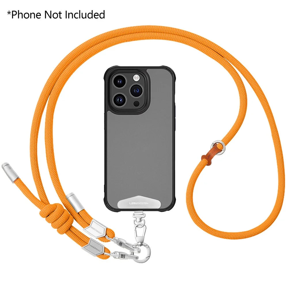180cm Phone Strap Adjustable Crossbody Lanyard Braided Nylon Neck Strap with Tether Tab - Dark Orange - 1