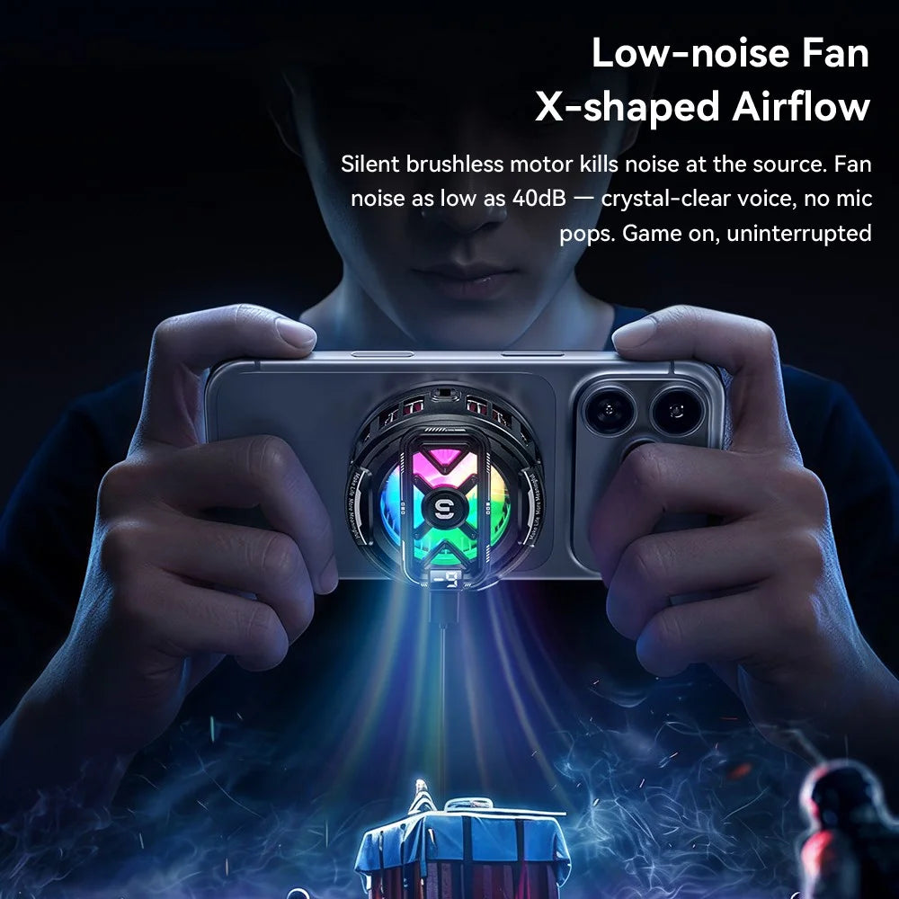 ESSAGER K51 Magnetic Digital Display Phone Cooler RGB Lighting Gaming TEC Cooling Fan Radiator for Smartphone - Black - 5