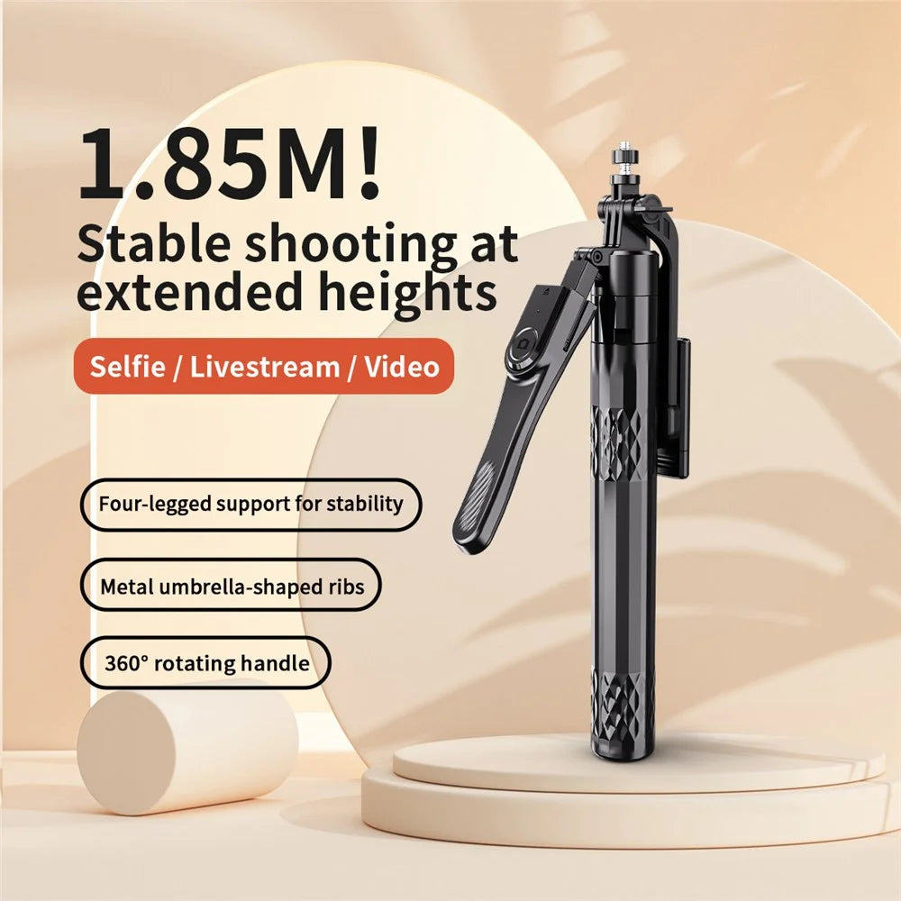 C11 1.85m Phone Holder Extendable Aluminum Alloy Rod Four-Legged Floor Stand Bluetooth-compatible Selfie Stick - 4