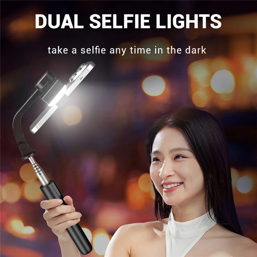 C06 Extendable Tripod Stand Phone Anti-Shake Stabilizer Bluetooth-compatible Selfie Stick with 2 Magnetic Fill Lights - 7