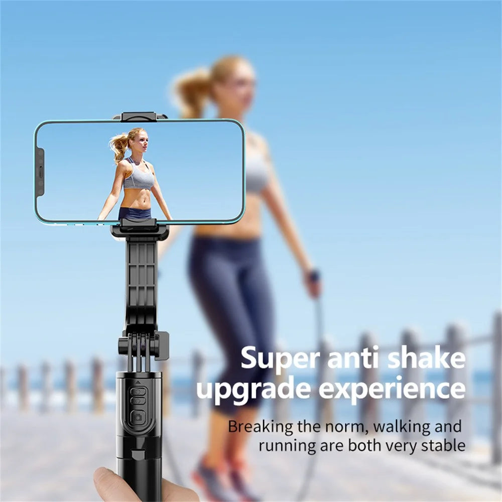 C08 Handheld Stabilizer with 1 Fill Light , Anti-Shake Gimbal Tripod Selfie Stick for Live Streaming - Black+Red - 6
