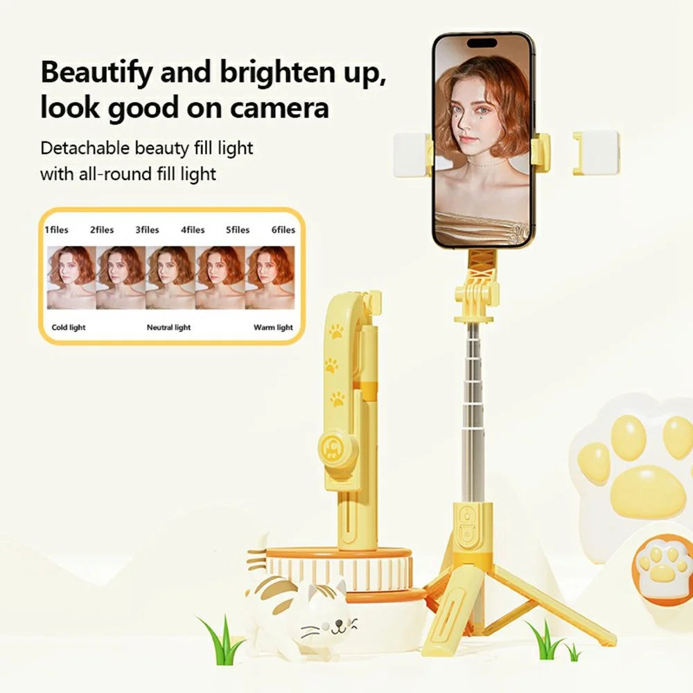 KT02 A1 Desktop Tripod Stand Cartoon Selfie Stick with Fill Light for Live Streaming, Shooting - 7