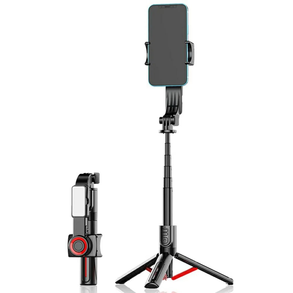 C09 Multifunction Selfie Stick Gimbal Stabilizer for Smartphones Tripod Stand with Magnetic Fill Light - Red / Black - 1