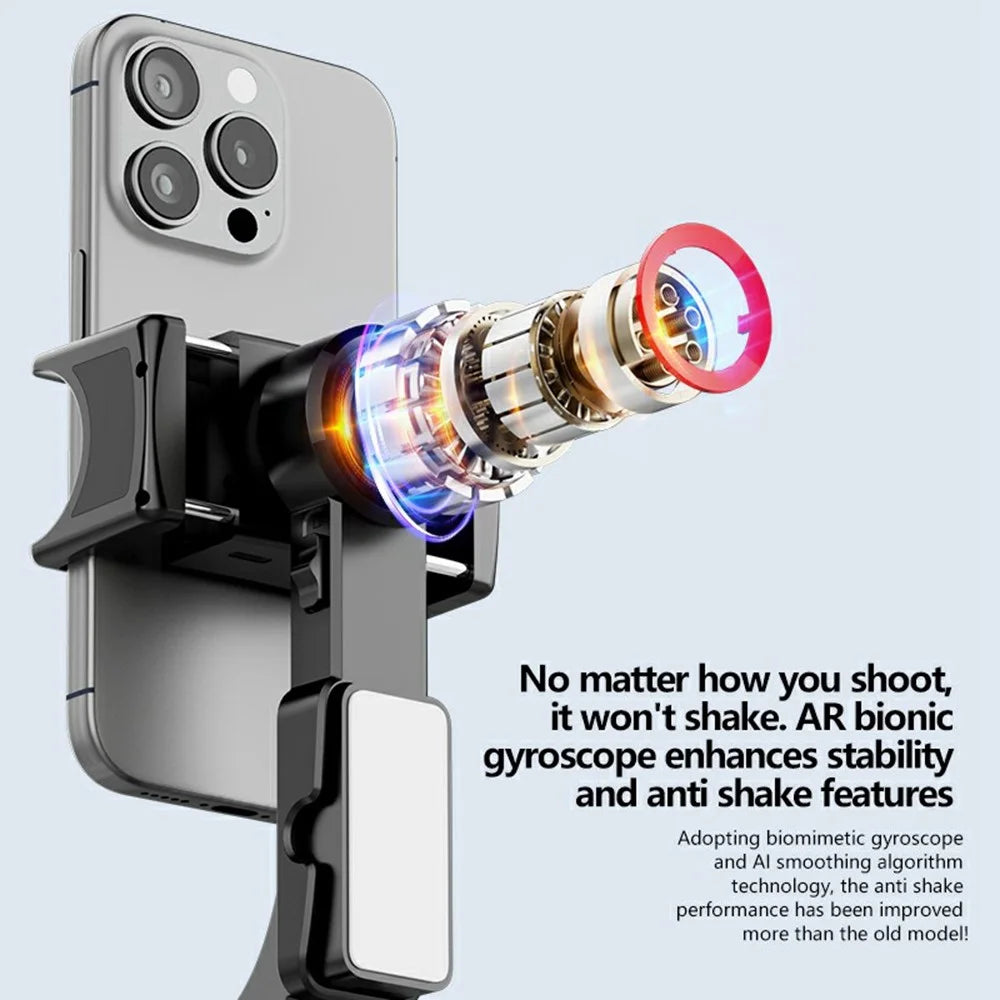 C09 Gimbal Stabilizer Selfie Stick with Dual Fill Light for Smartphones Anti Shake Single Axis Stabilizer - Red / Black - 5