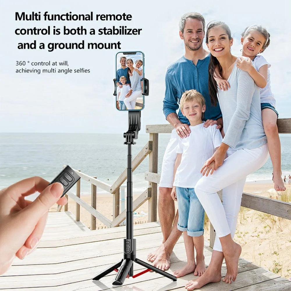 C09 Gimbal Stabilizer Selfie Stick with Dual Fill Light for Smartphones Anti Shake Single Axis Stabilizer - Red / Black - 6