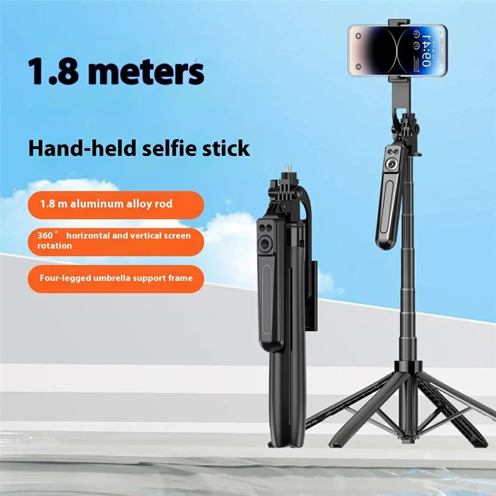 A17 Bluetooth-compatible 1.8m Selfie Stick Aluminum Alloy Expandable Tripod Stand for Live Streaming - 3