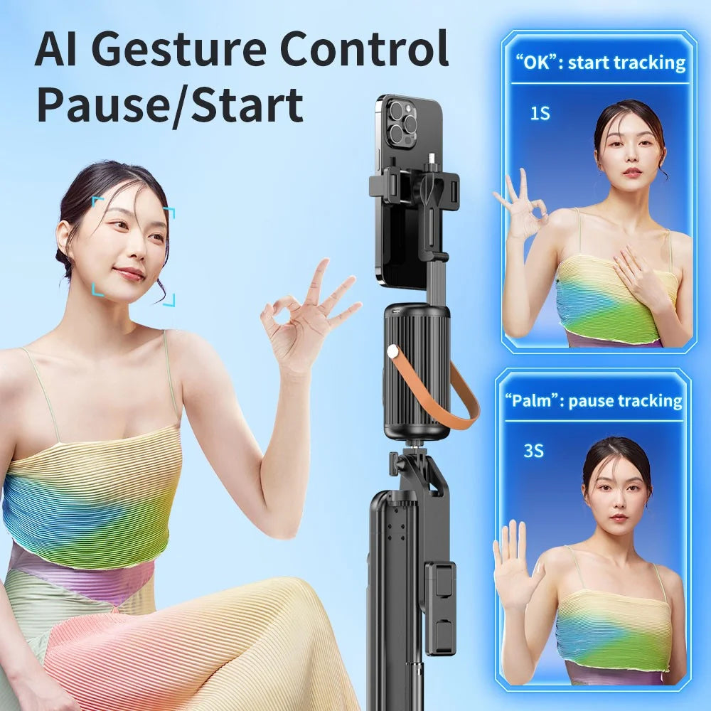 Q04 F2 AI Smart Face Tracking Live Streaming Phone Gimbal Stabilizer with Remote Control + 2 Fill Lights - 7