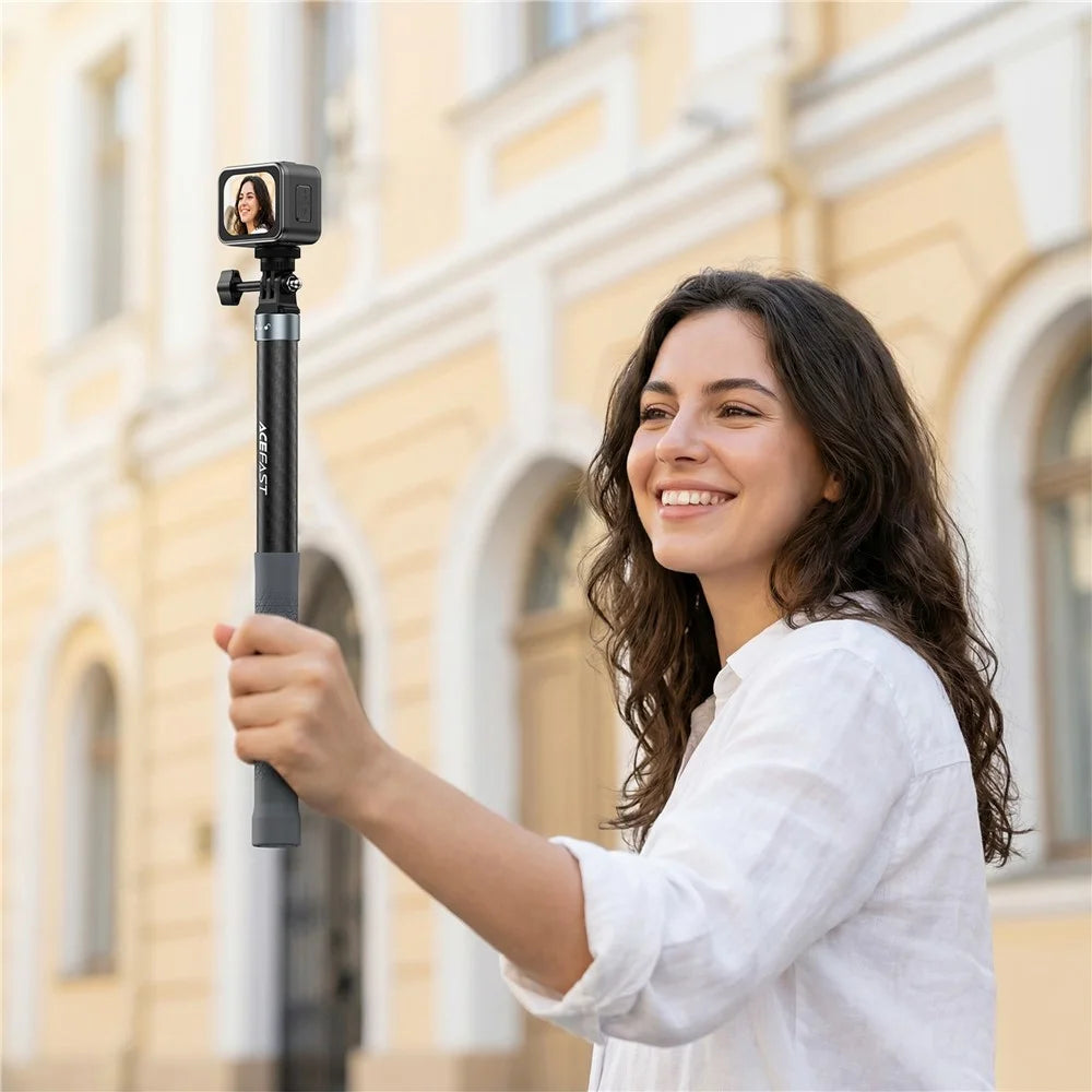 ACEFAST E38 1.2m Carbon Fiber Telescopic Selfie Stick 5 Level Adjustable Selfie Stick - Black / Grey - 7