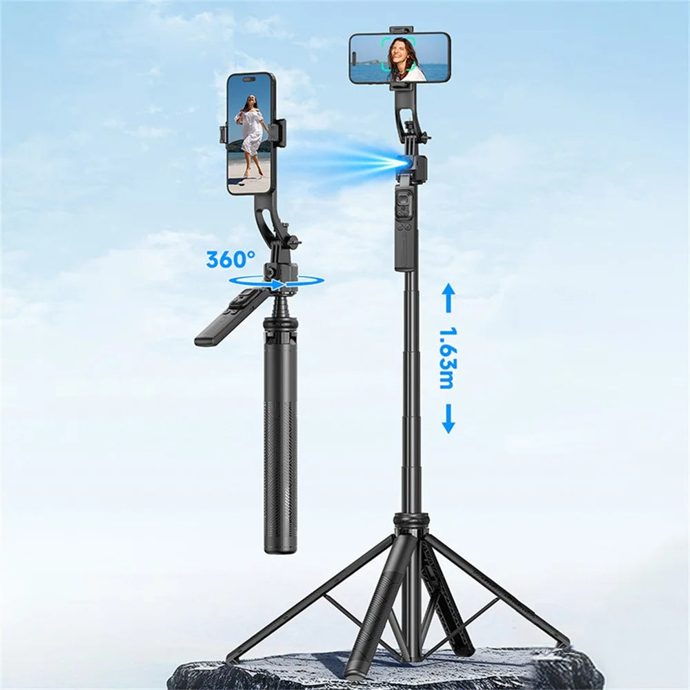 DEVIA ES086 / C17 AI Smart Tracking Gimbal Selfie Stick with Live Streaming Tripod Stand - Black - 2