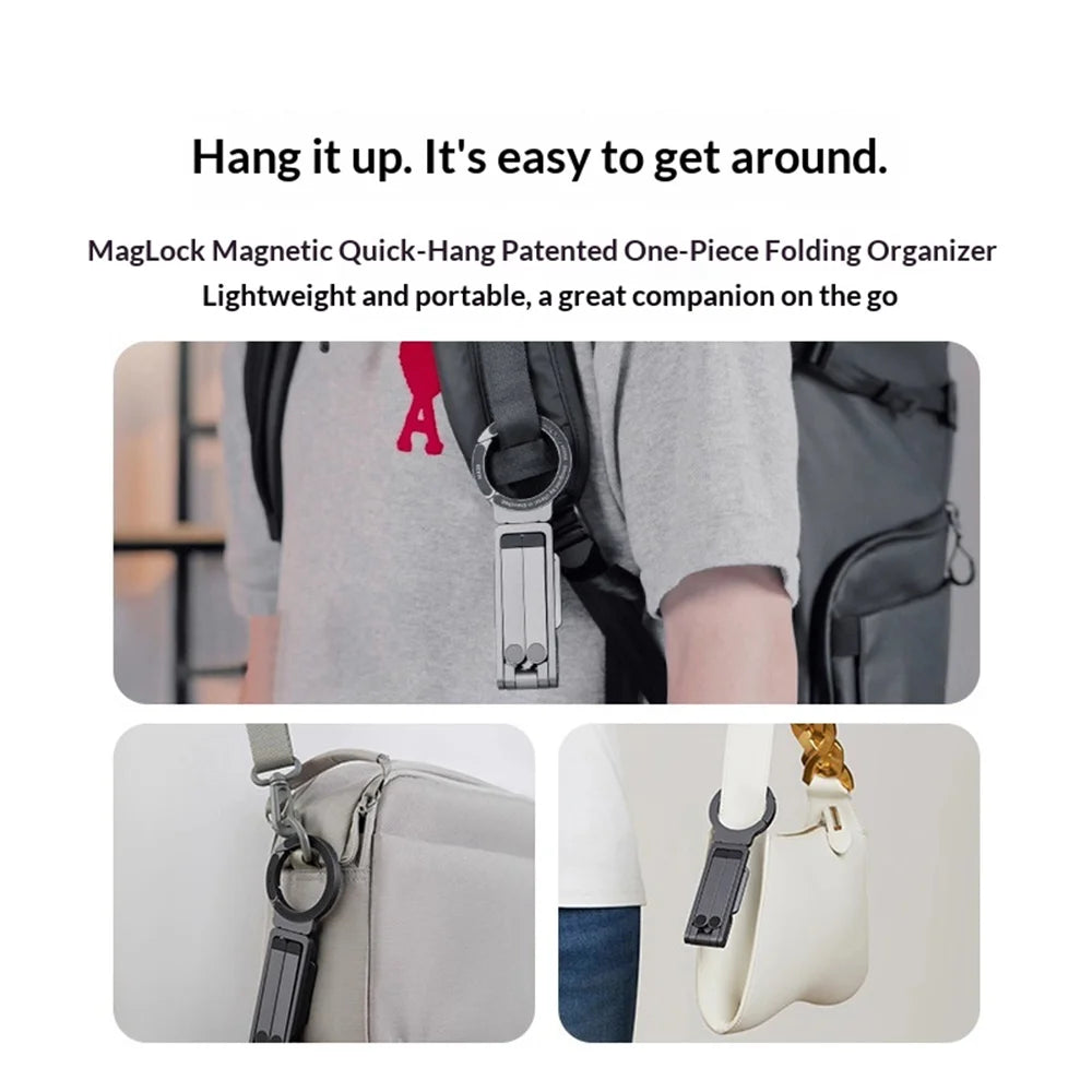 Portable Magnetic Phone Stand Travel Foldable Rotating Cellphone Holder for Selfie Live Streaming - Space Gray - 3