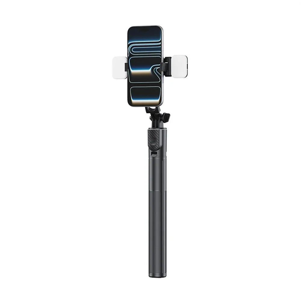 X5SE Selfie Stick Tripod with 2Pcs Fill Light 1.7m Extension Bluetooth-compatible Remote Control Portable Live Streaming Phone Stand - Black - 1