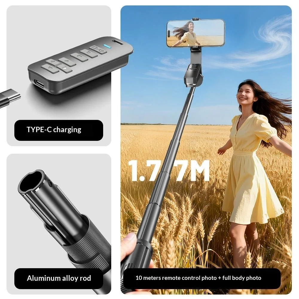 T05TK Bluetooth-compatible Tripod Selfie Stick with 10 Inch Round Fill Light Auto-Open Gimbal Stabilizer Remote Control Phone Stand for Photography - 7