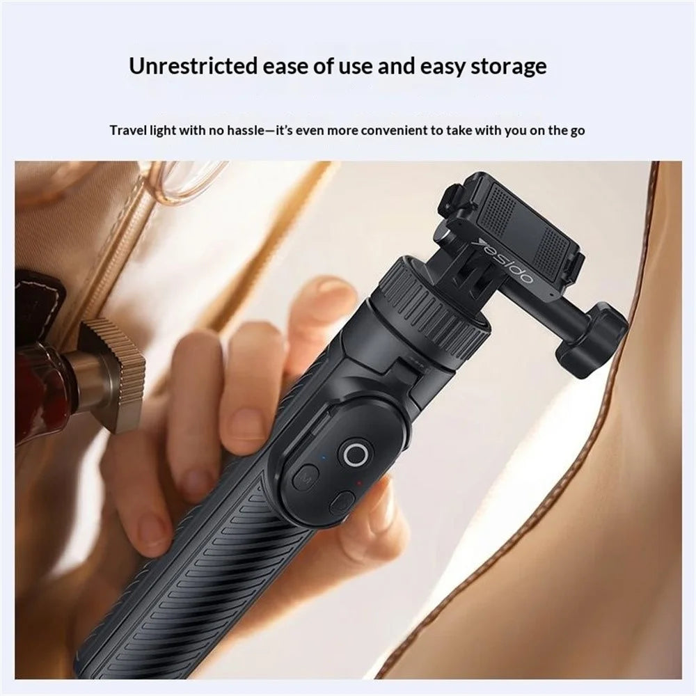 YESIDO SF37 Magnetic Selfie Stick for DJI Osmo Action 6 / 5 Pro / 4 / Osmo 360 Bluetooth-compatible Remote Control Telescopic Tripod - Black - 6