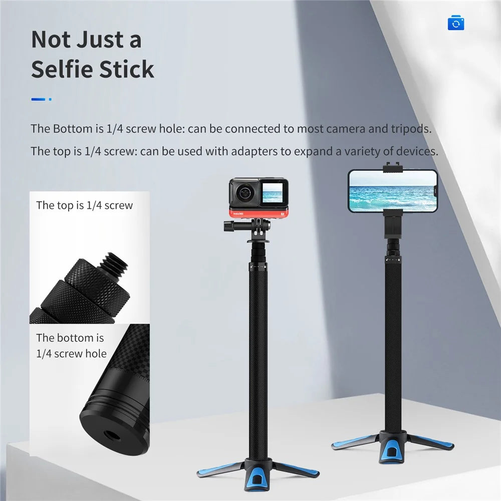 TELESIN TE-MNP-117 1.16m Carbon Fiber Selfie Stick Adjustable Length Monopod with 1/4 Screw Hole for Phone Action Camera - 7