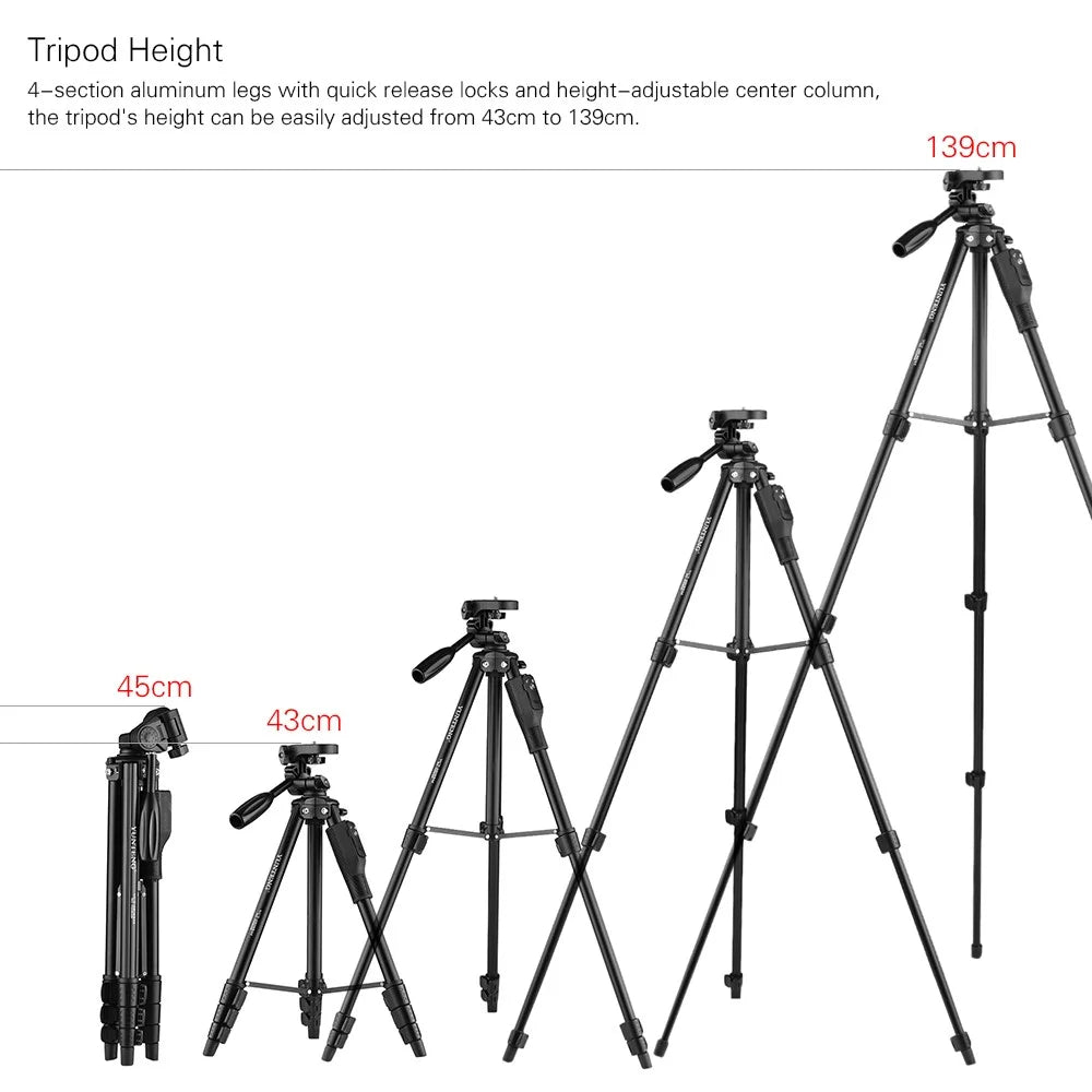 YUNTENG VCT-6808 Multifunctional Mobile Phone Tripod Stand 4 Sections Adjustable Tripod with 3 Mobile Phone Holders/Ball Gimbal/Remote Control - 7