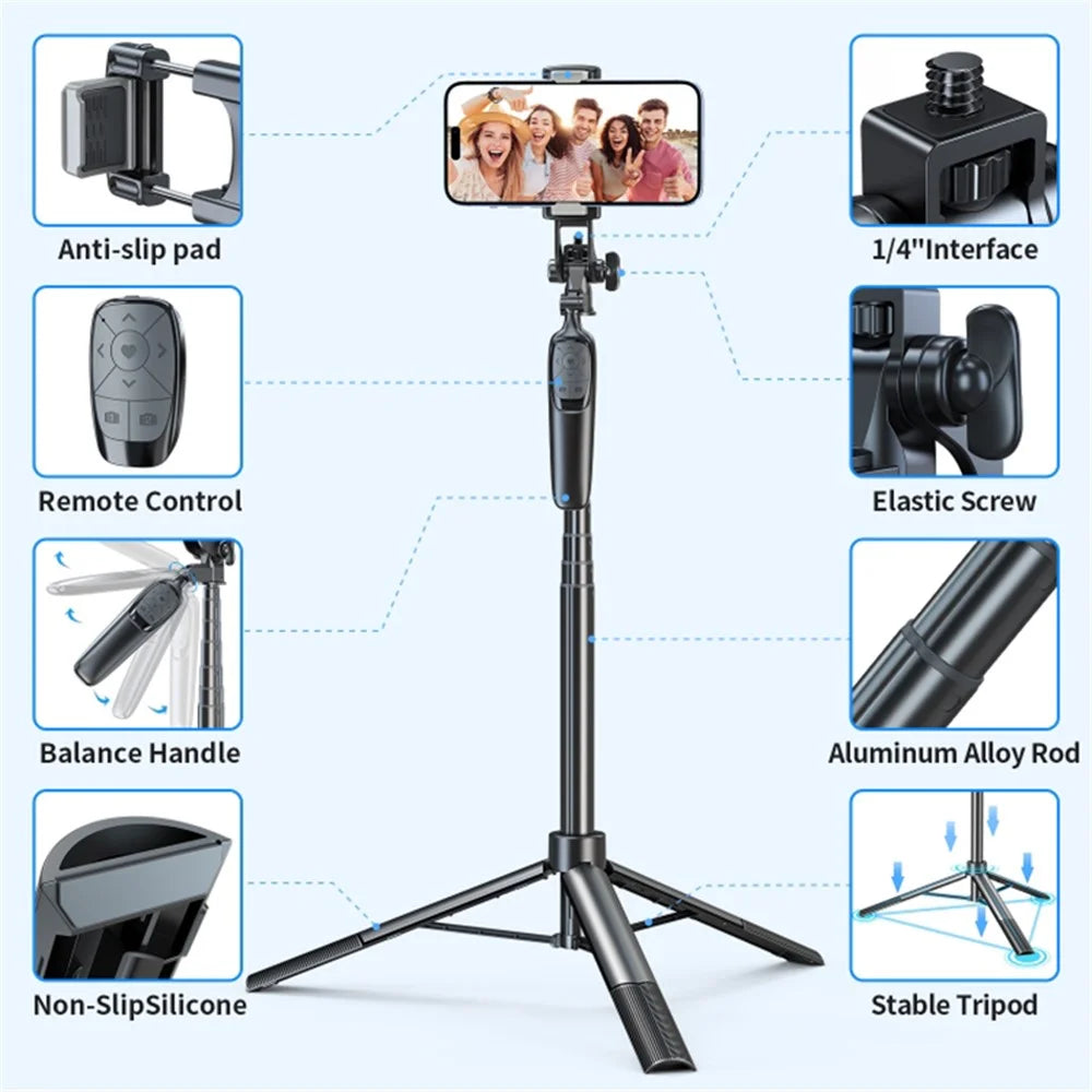 PIXEL ST2 1.6m Outdoor Folding Anti-Shake Selfie Stick Portable Cell Phone RC Gimbal Tripod Stand with Bluetooth-compatible Remote Control - 2