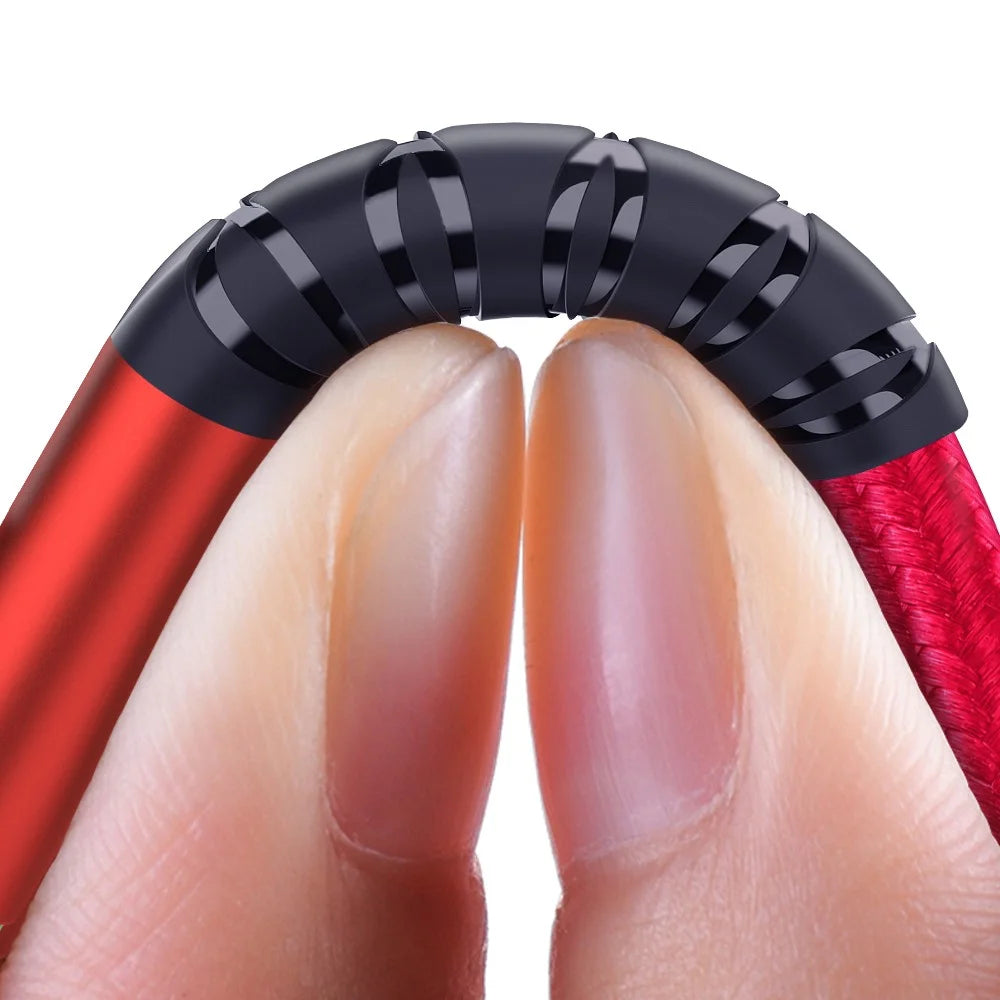 ESSAGER Micro USB to USB Nylon Braided Data Sync Charging Cord with LED Indicator 1m - Red - 5