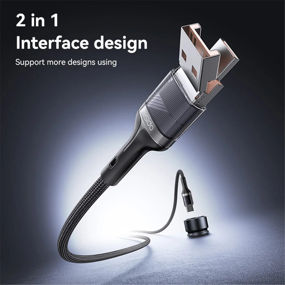 YESIDO CA165C 1.2m USB / Type-C to Type-C PD 60W Fast Charging Cable Braided Data Cable - 3