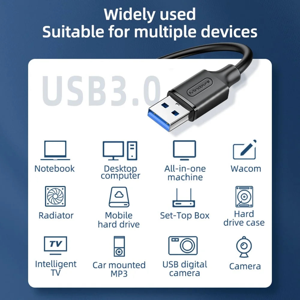 MINDPURE US101 1m High Speed Bi-Directional Data Transfer USB 3.0 Male to Male Extension Cable - 3