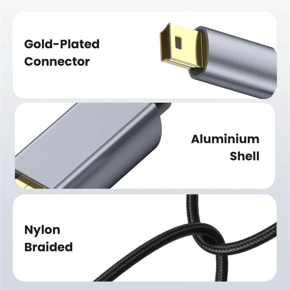 0.3m USB 2.0 to Mini B Male Charger Cord USB Mini to USB Charging Cable for PS3 Controller / MP3 Player / Camera - 2