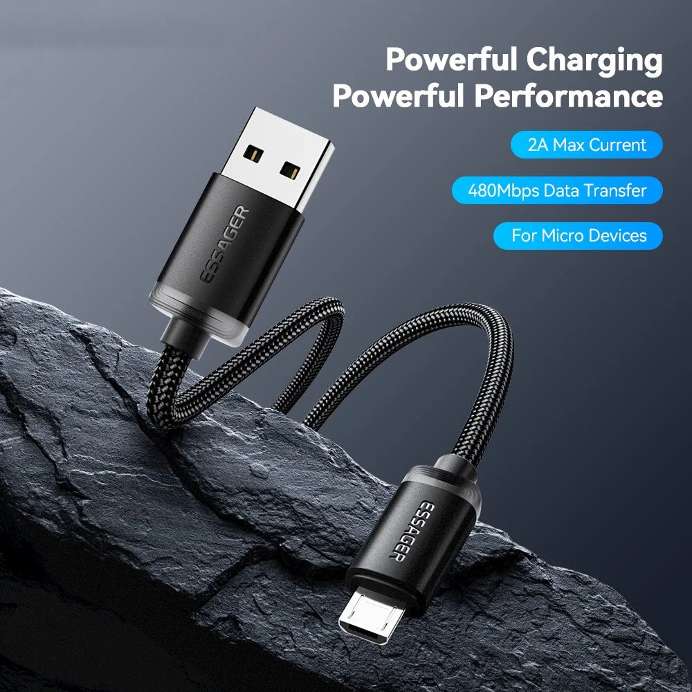 ESSAGER ES-X60 1m USB to Micro Phone Charging Cable Braided Data Cable - 2