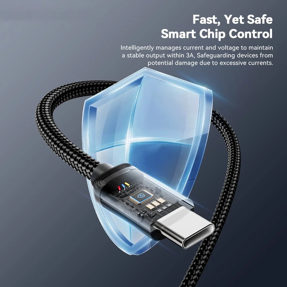 ESSAGER ES-X60 1m USB to Type-C Phone Charging Cable 3A Braided Data Cable - 4