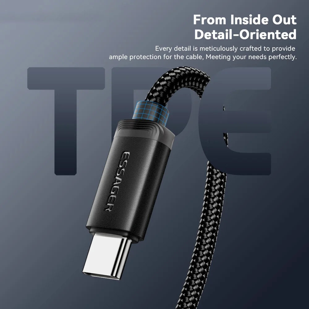 ESSAGER ES-X60 1m USB to Type-C Phone Charging Cable 3A Braided Data Cable - 7
