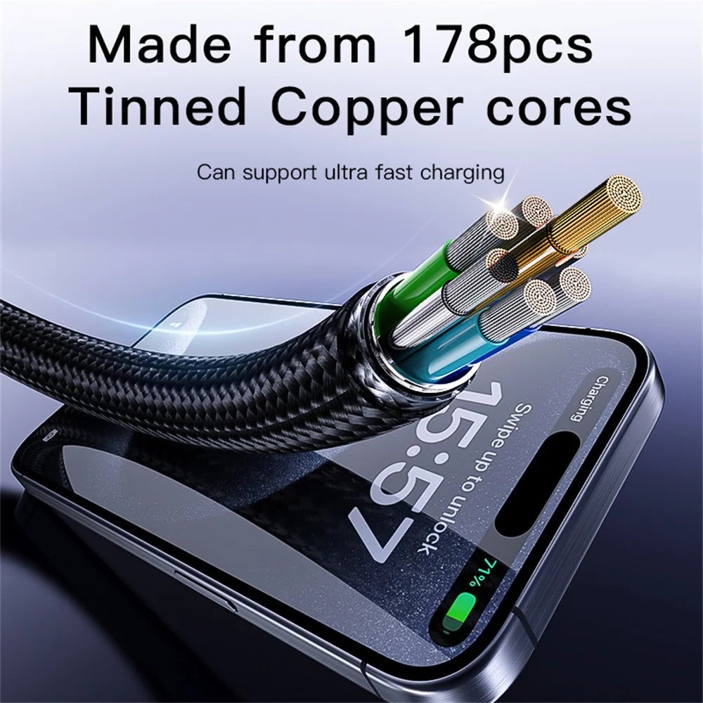 YESIDO CA183 USB C to C Cable 60W Fast Charging 2M / 6.6FT Aluminum Alloy Braided Data Sync Cord - 3