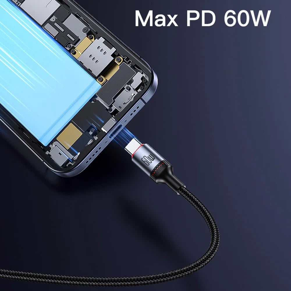 YESIDO CA183 USB C to C Cable 60W Fast Charging 2M / 6.6FT Aluminum Alloy Braided Data Sync Cord - 6