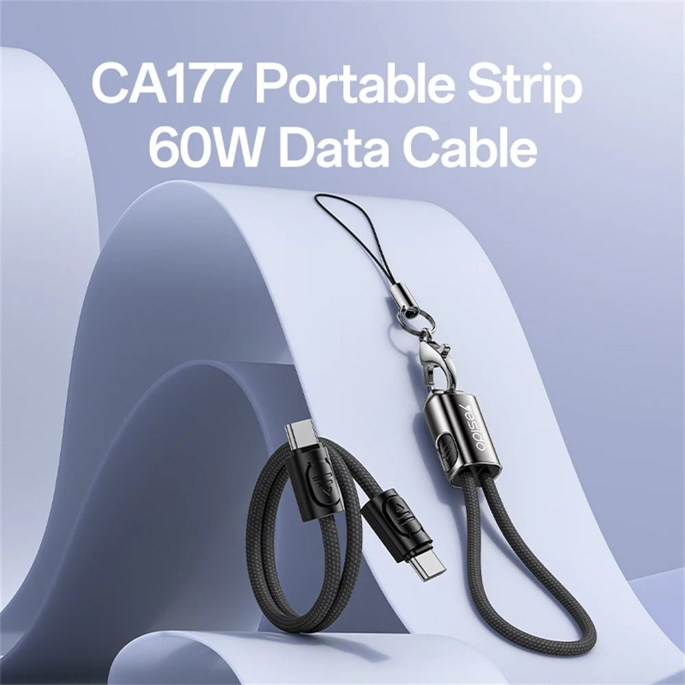 YESIDO CA177 20cm USB C to USB C Data Cable PD 60W Fast Charging Wire with Lanyard - 2