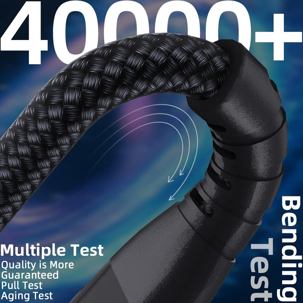 2m USB-C to USB-C Cable Digital Display 3A / 20V 60W Fast Charging Braided Data Cord for Smartphones Tablets - Black - 7
