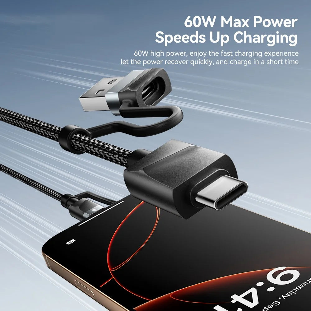 ESSAGER 5 in 1 Charging Cable 2M Fast Charging PD 60W Data Sync 480Mbps Cable for Phone / Tablet / Watch - 5