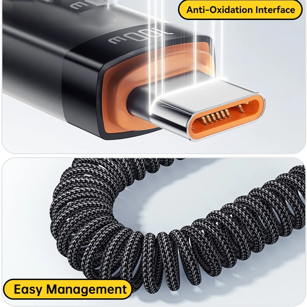 ESSAGER Spring Data Cable Type-C to Type-C 100W Fast Charging Cable 1.8m - 6