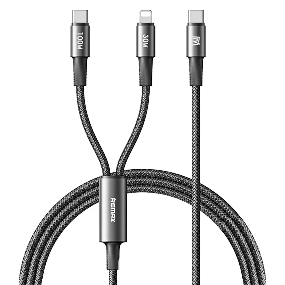 REMAX CB25 100W Dual Port Aluminum Alloy Braided Cable USB-C to USB-C / Lightning 1.2M - 1