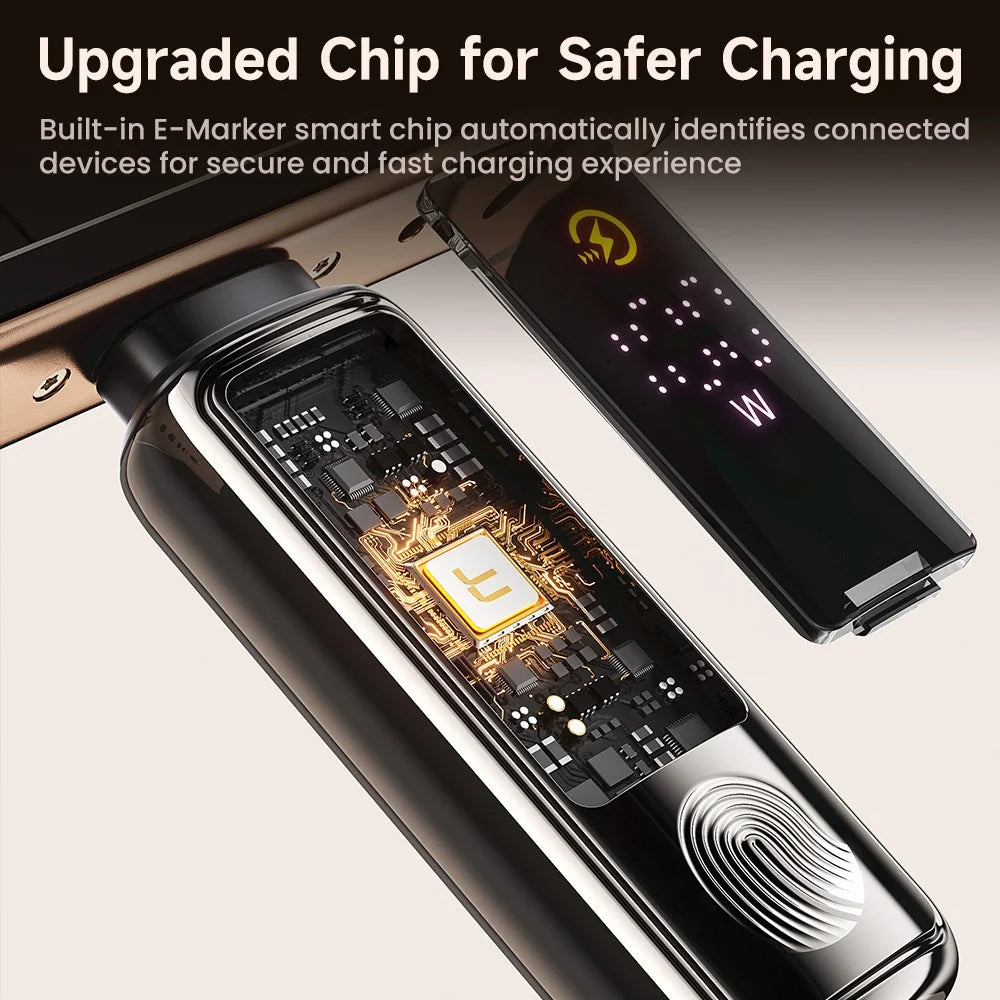 TOOCKI TX107C2 2m 100W Fast Charging USB C to USB C Cable Touch Control LED Display Data Sync Cord - 4