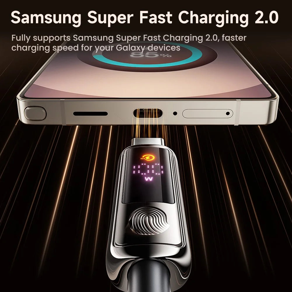 TOOCKI TX107C2 2m 100W Fast Charging USB C to USB C Cable Touch Control LED Display Data Sync Cord - 6