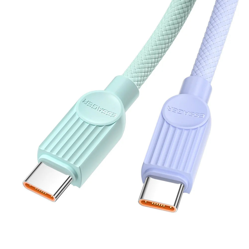 ESSAGER ES-X73 2m USB-C to USB-C Cable 60W Fast Charging Data Cable Smart Chip Control - Purple / Green - 4