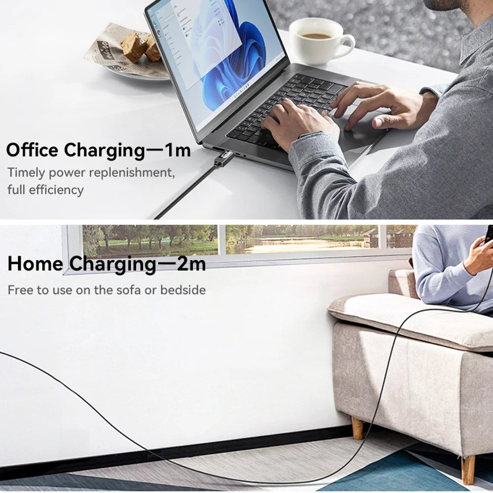 ESSAGER Type-C to Type-C Smart Display Cable 100W Power Delivery 480Mbps Data Transfer Cable 0.25m - 7