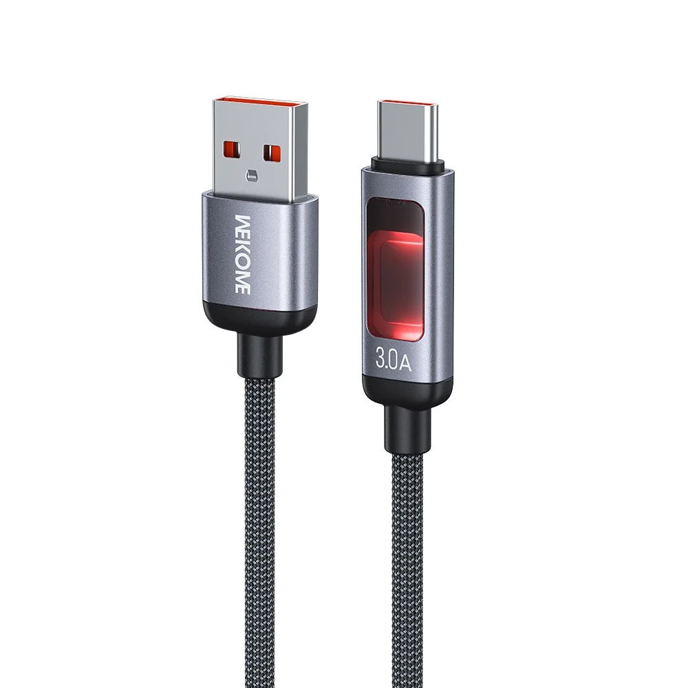 WEKOME WDC-107 1.2m 3.0A Fast Charging USB to Type-C Charger Cable 480Mbps Data Transfer Cable for Phone / Tablet - Black - 1