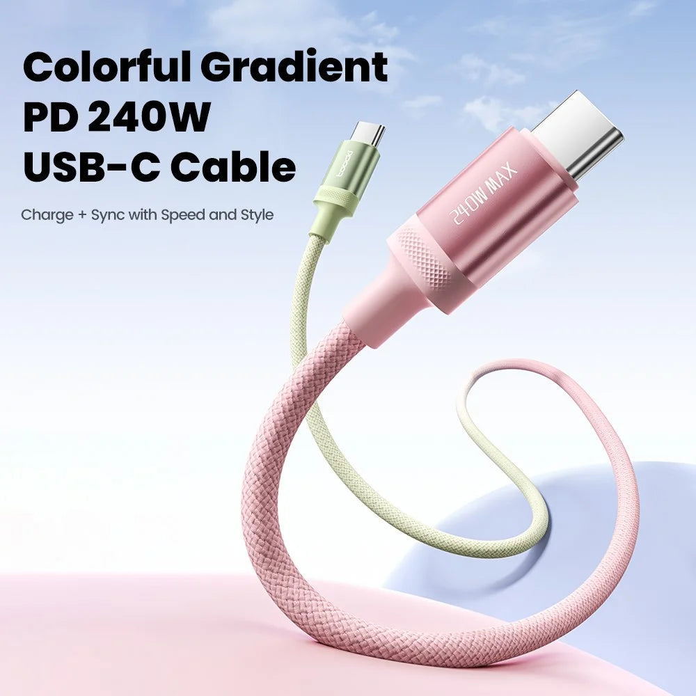 TOOCKI TX108C4 1m PD 240W USB-C to USB-C Fast Charging Cable Built-in E-Marker Chip 480Mbps Data Cable for Laptop / Tablet / Phone - 3
