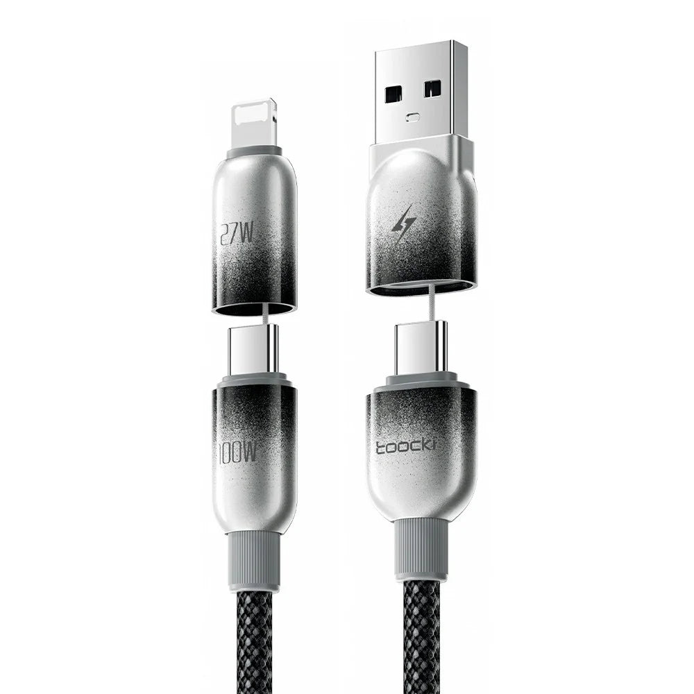 TOOCKI X118C2 1.2m USB-A / USB-C to USB-C / iP 480Mbps Data Cable PD 100W Fast Charging Cable with E-Marker Chip for Laptop Phone - Black - 1
