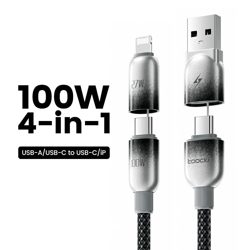 TOOCKI X118C2 1.2m USB-A / USB-C to USB-C / iP 480Mbps Data Cable PD 100W Fast Charging Cable with E-Marker Chip for Laptop Phone - Black - 3