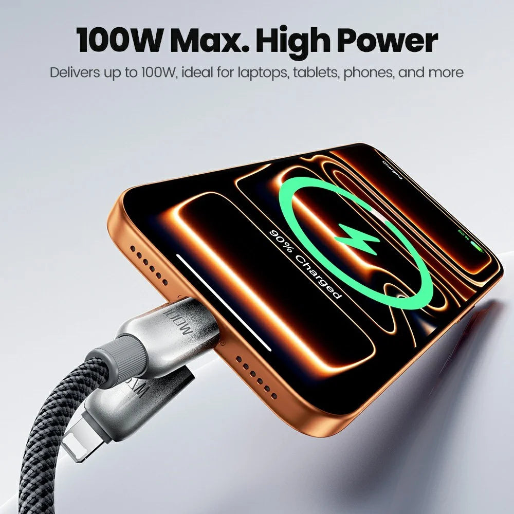 TOOCKI X118C2 1.2m USB-A / USB-C to USB-C / iP 480Mbps Data Cable PD 100W Fast Charging Cable with E-Marker Chip for Laptop Phone - Black - 4
