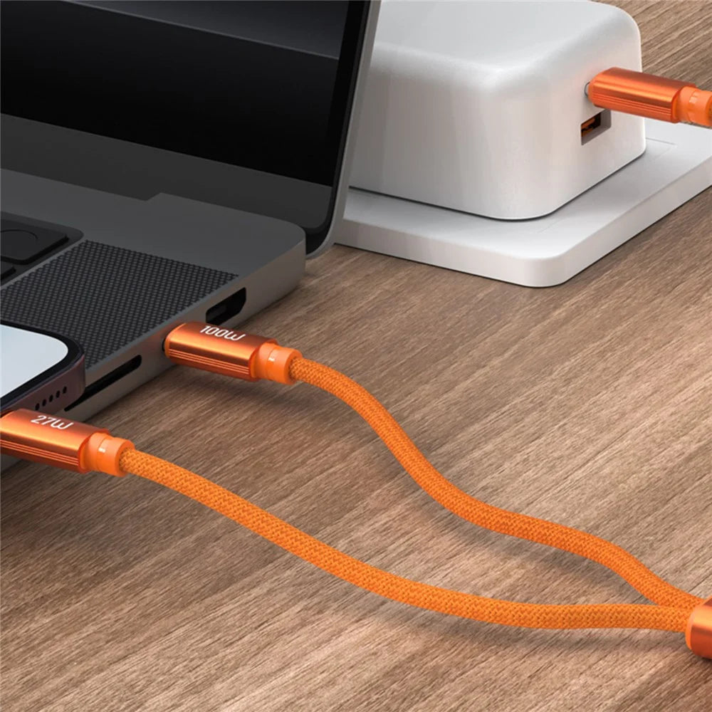 BUDI DC271TTL15C 1.5m USB-C to USB-C / iP Nylon Braided Data Cord 100W Fast Charging Cable - 2