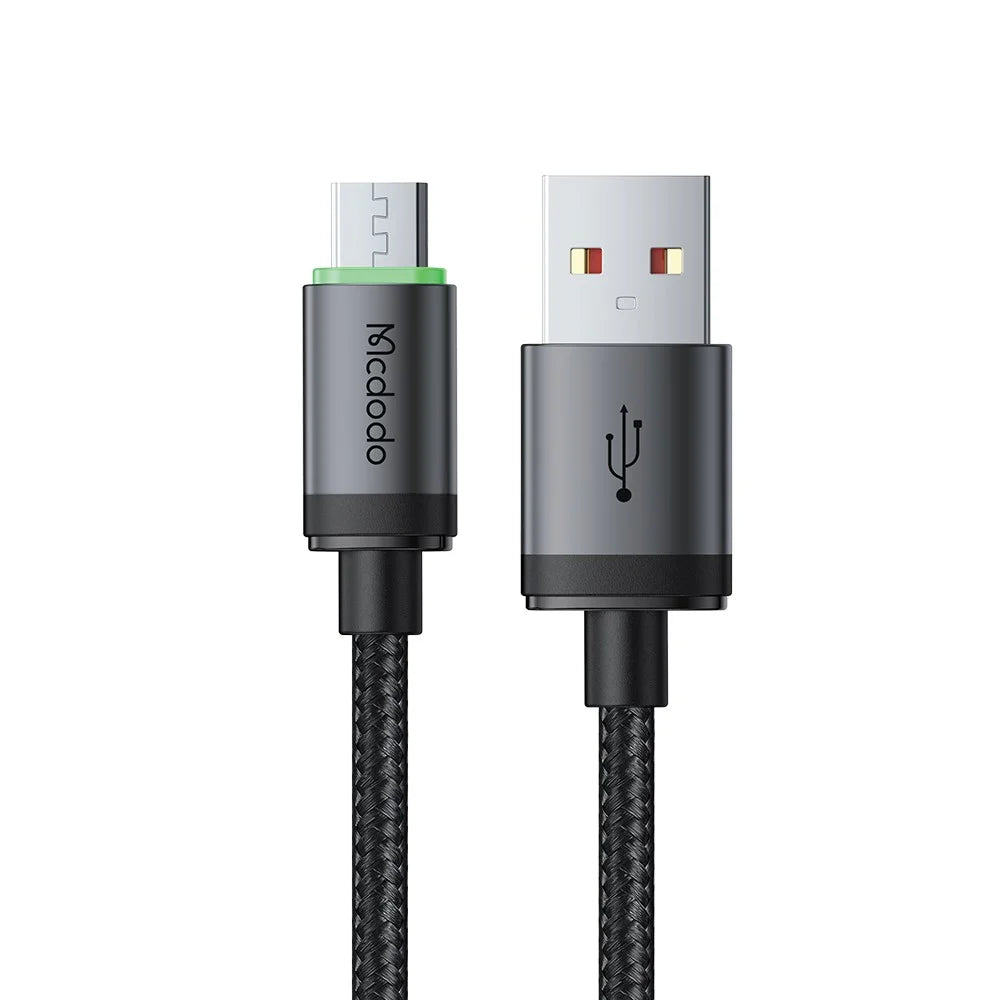 MCDODO CA-3990 1m USB-A to Micro USB Cable with Charging Light, 3A Fast Charging Data Cord - Black - 1